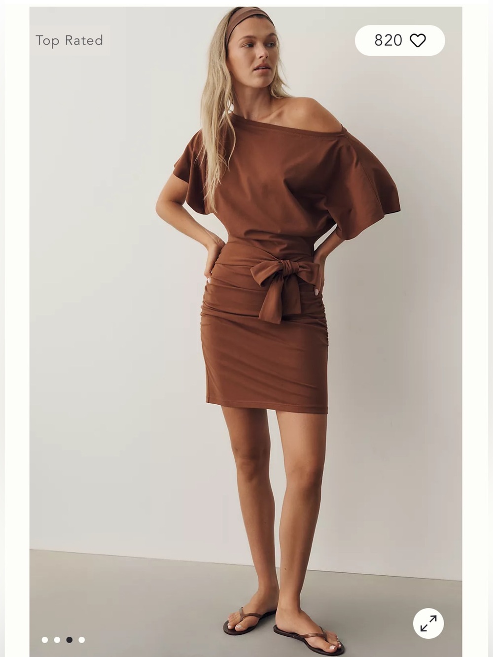 NWT retail $88 size S #Anthropologie “Off-shoulder waisted mini dress in brown”.